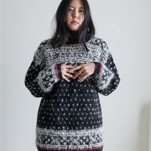 Vintage Jones New York fair isle mohair and wool sweater